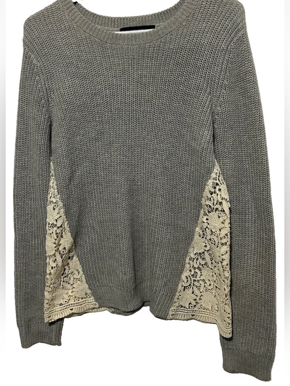 Forever 21 Sweater Women’s Medium Side Panels Lace Insert Boho Cottagecore M